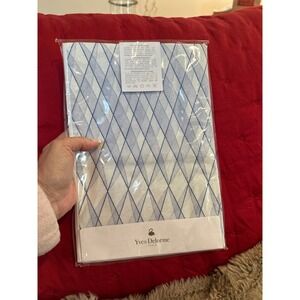NEW Yves Delorne Blue & White European Pillow Sham Paris France 100% Cotton